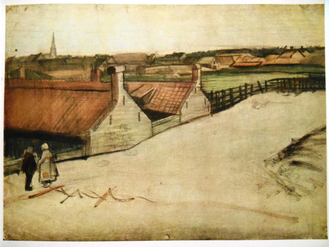 Uitzicht op Scheveningen, torenspits op de achtergrond door Vincent van Gogh