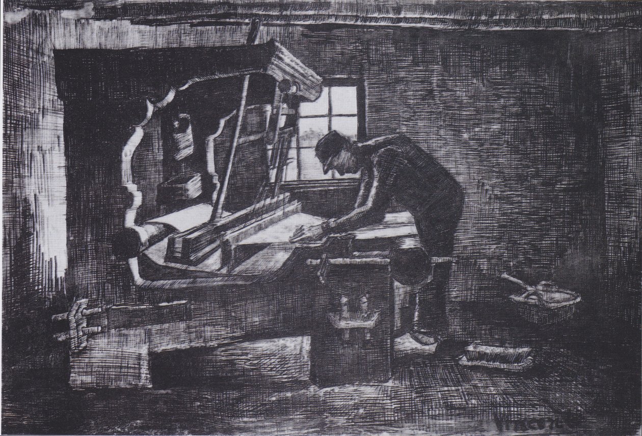 Wever aan het weefgetouw door Vincent van Gogh