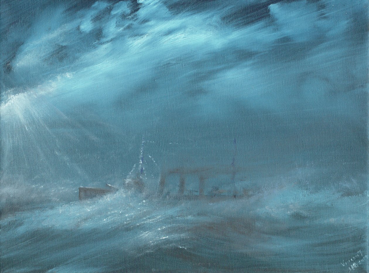 Amerikaanse torpedobootjager in een storm op zee 1917 door Vincent Alexander Booth