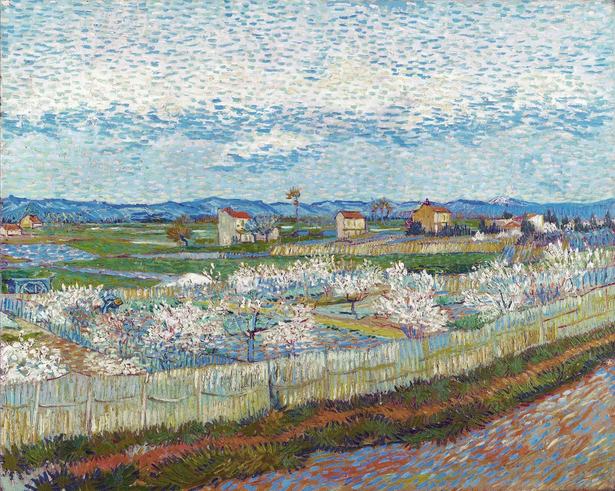 Perzikbomen in Bloei, 1889 door Vincent van Gogh