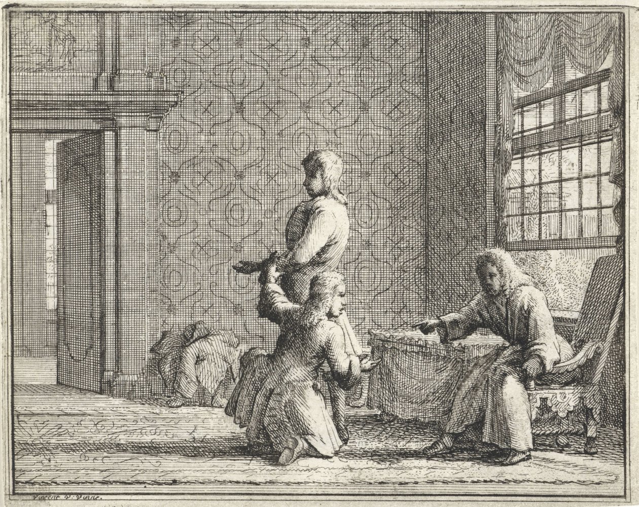 Kleermaker in een interieur door Vincent Laurensz. van der Vinne (II)