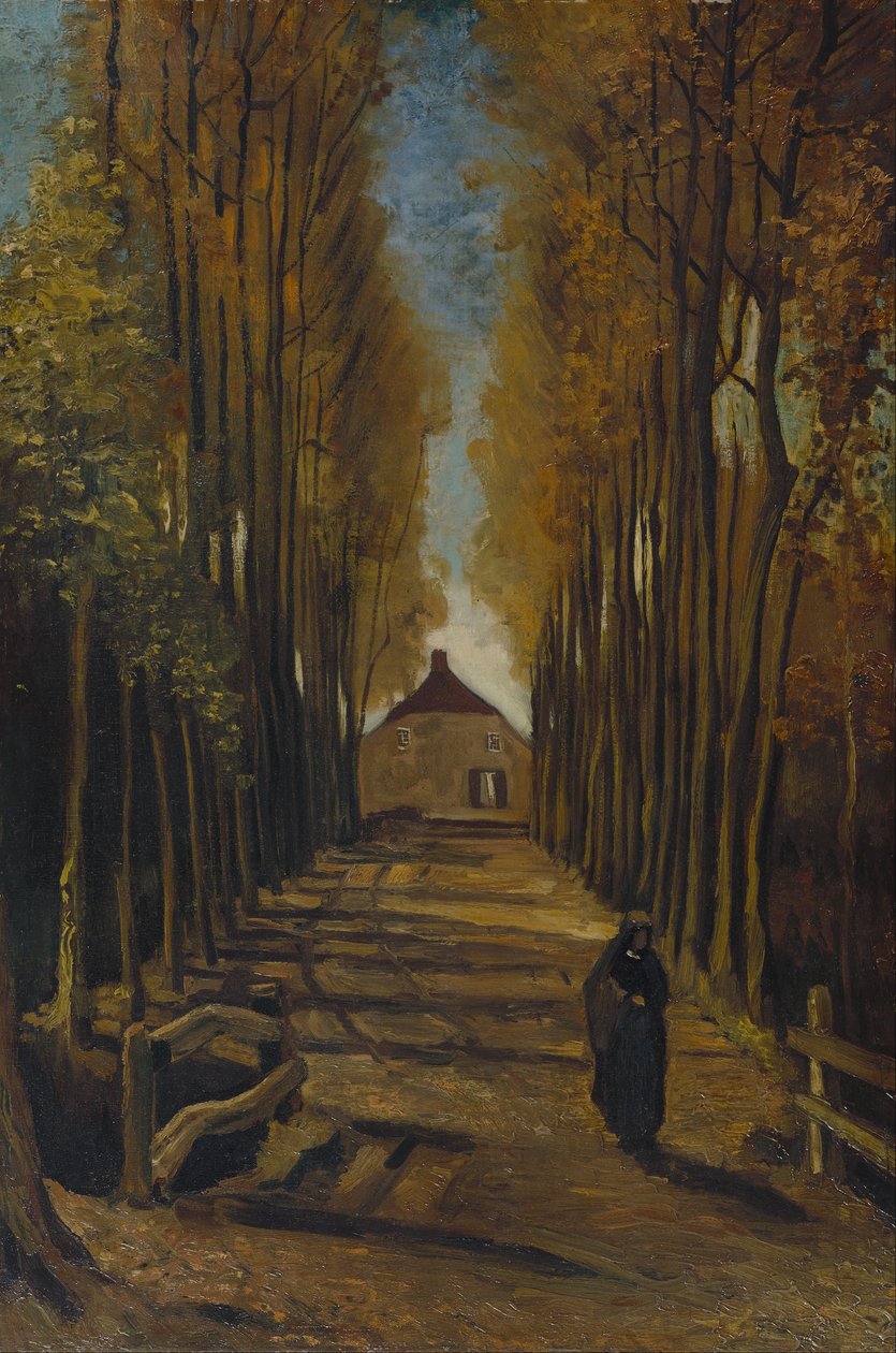 Een laan met populieren in de herfst door Vincent van Gogh