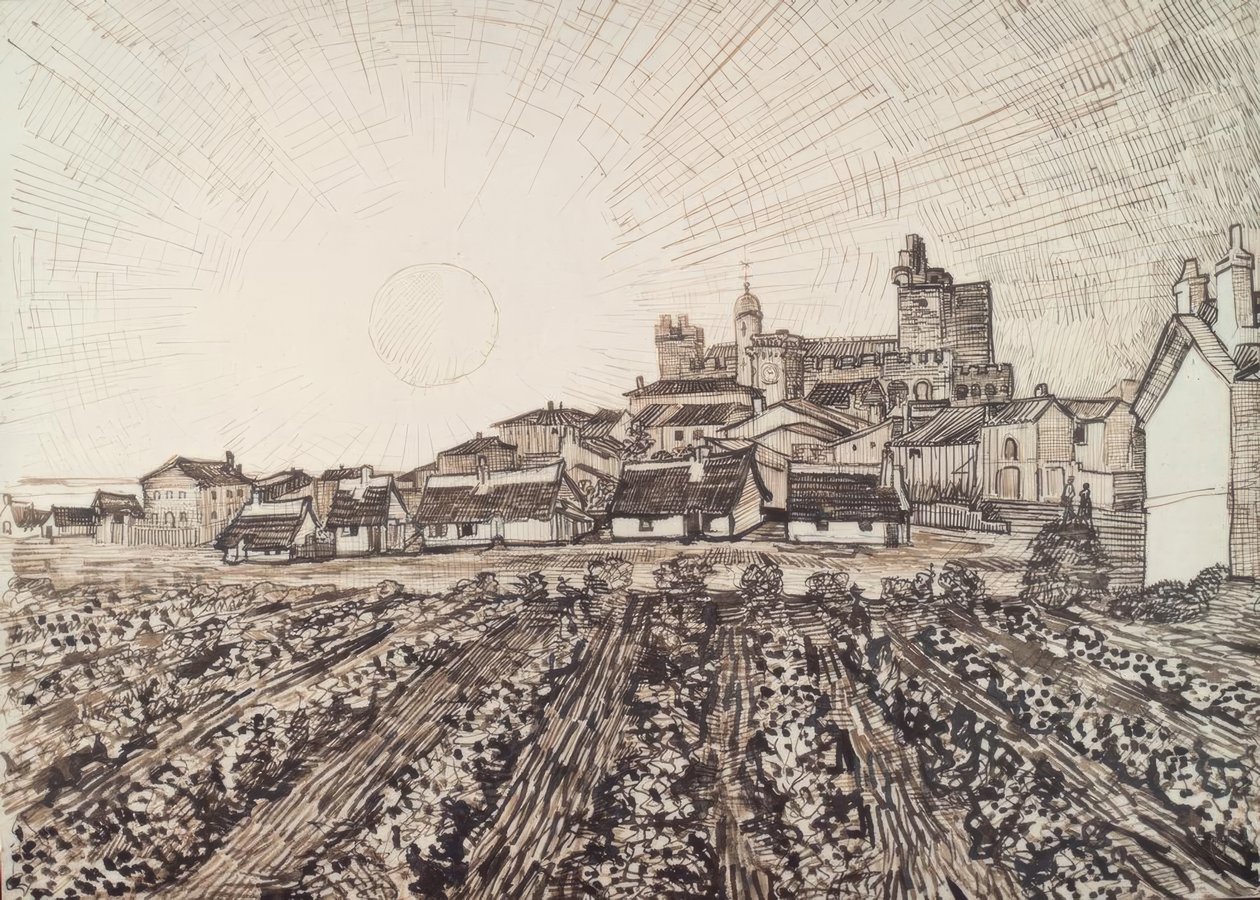 Uitzicht op les Saintes-Maries door Vincent van Gogh