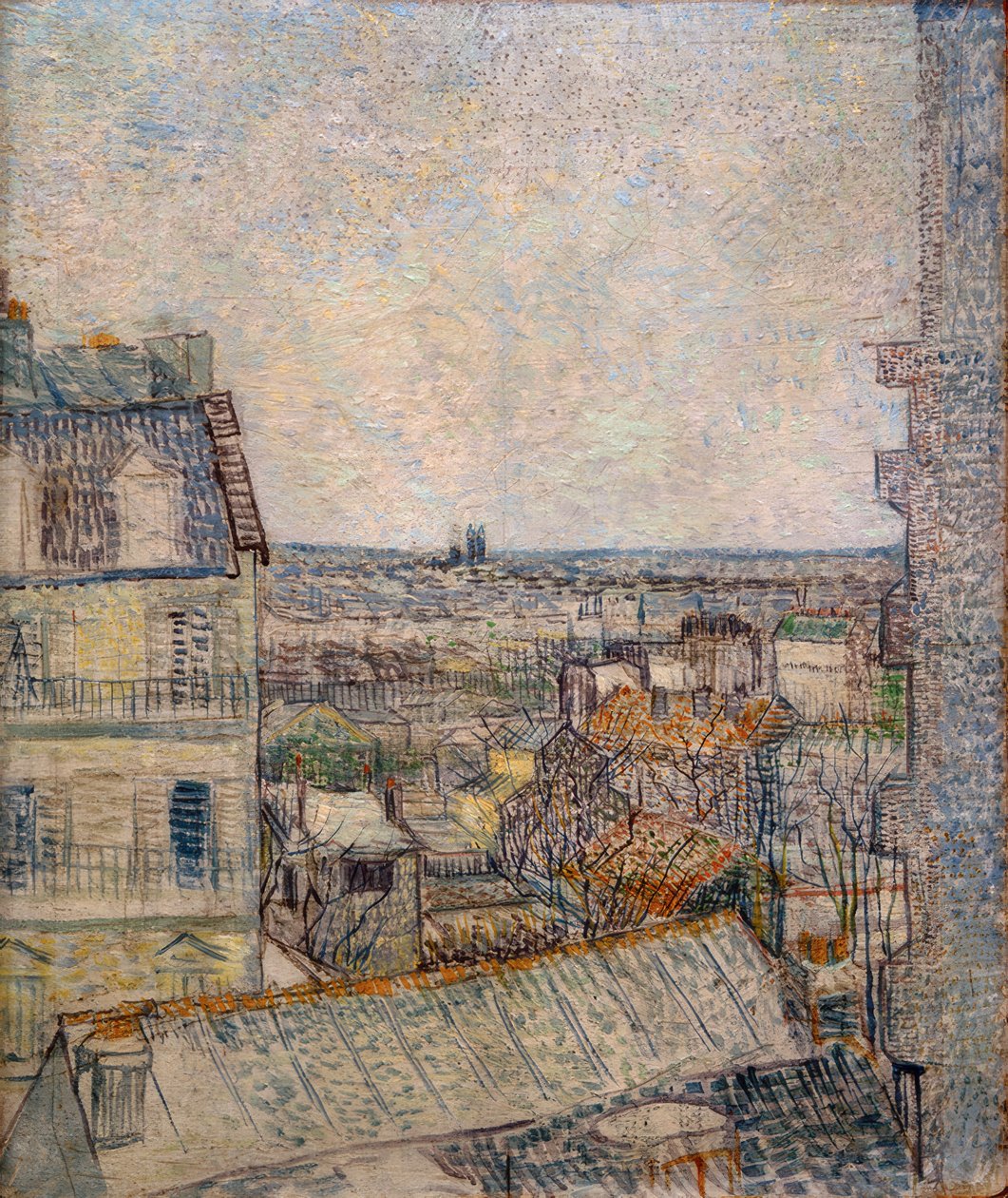 Uitzicht vanuit het raam van het appartement in de Rue Lepic door Vincent van Gogh