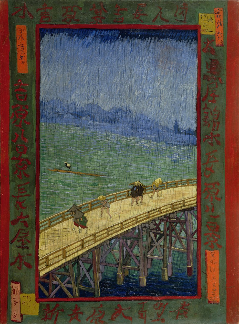 Brug in de regen (naar Hiroshige) door Vincent van Gogh