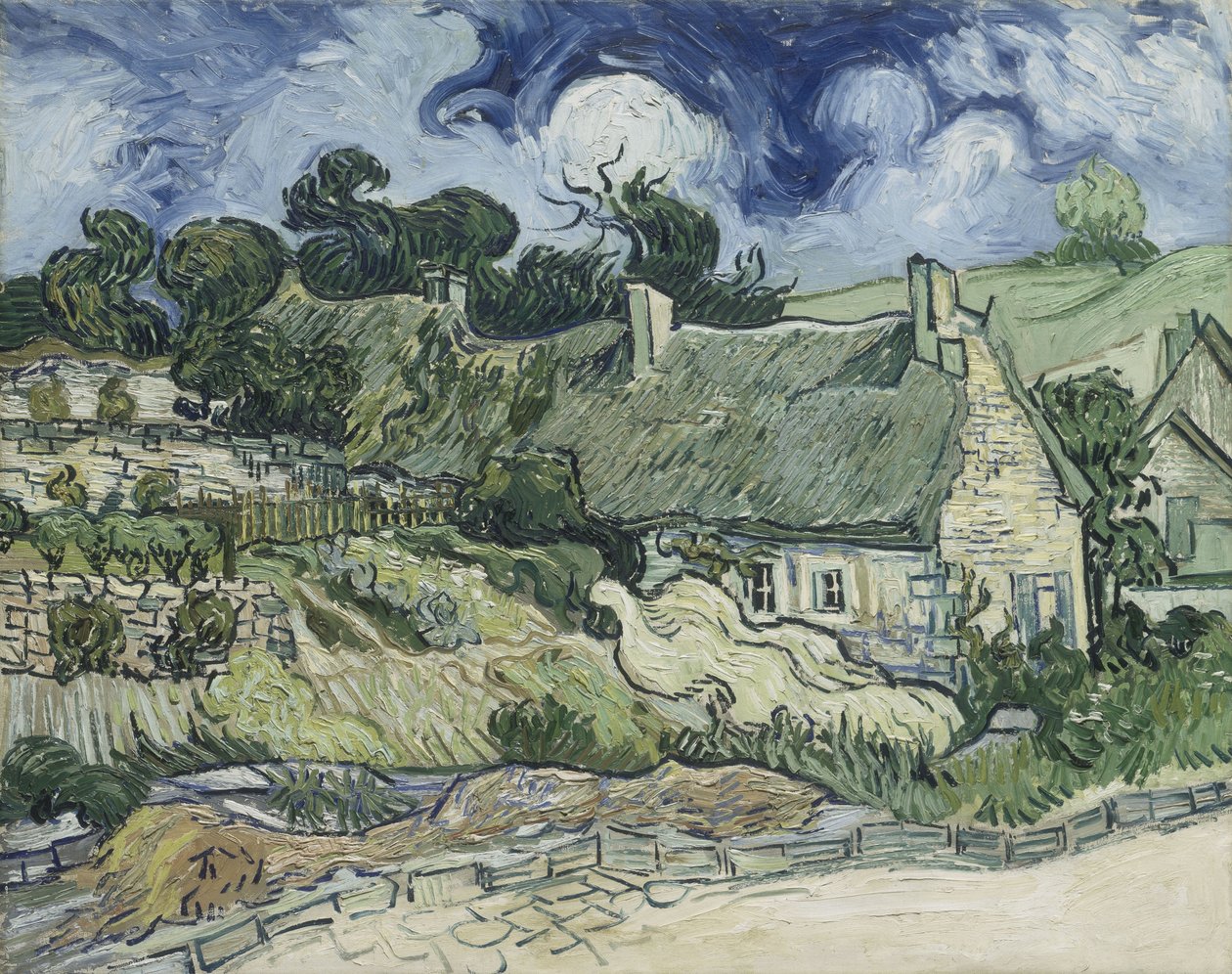 Rieten daken van Cordeville in Auvers-sur-Oise door Vincent van Gogh