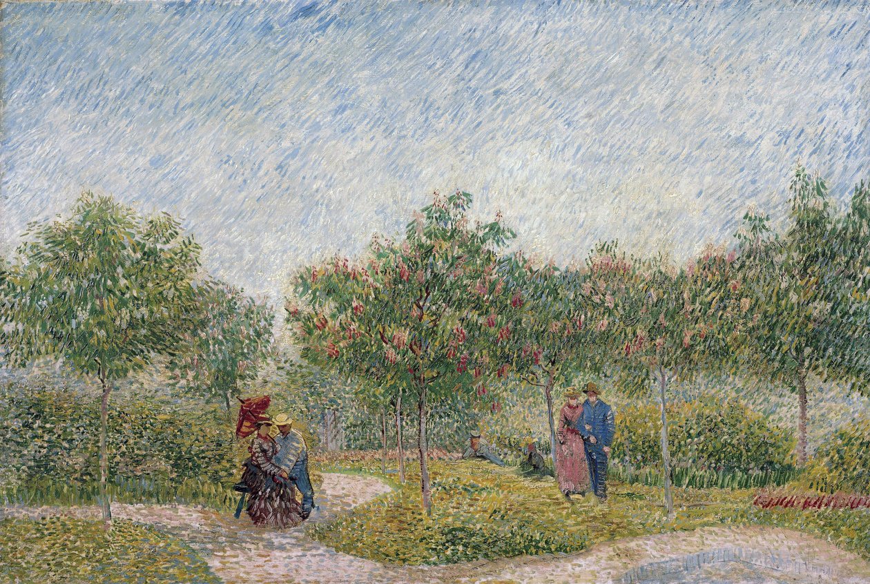 Tuin in Montmartre met geliefden door Vincent van Gogh