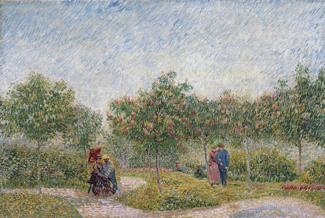 Tuin in Montmartre met geliefden door Vincent van Gogh