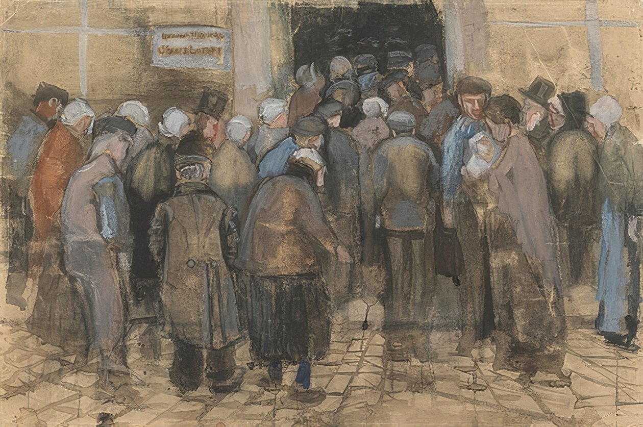 De armen en het geld (drukte voor het staatsloterijkantoor). 1882 door Vincent van Gogh