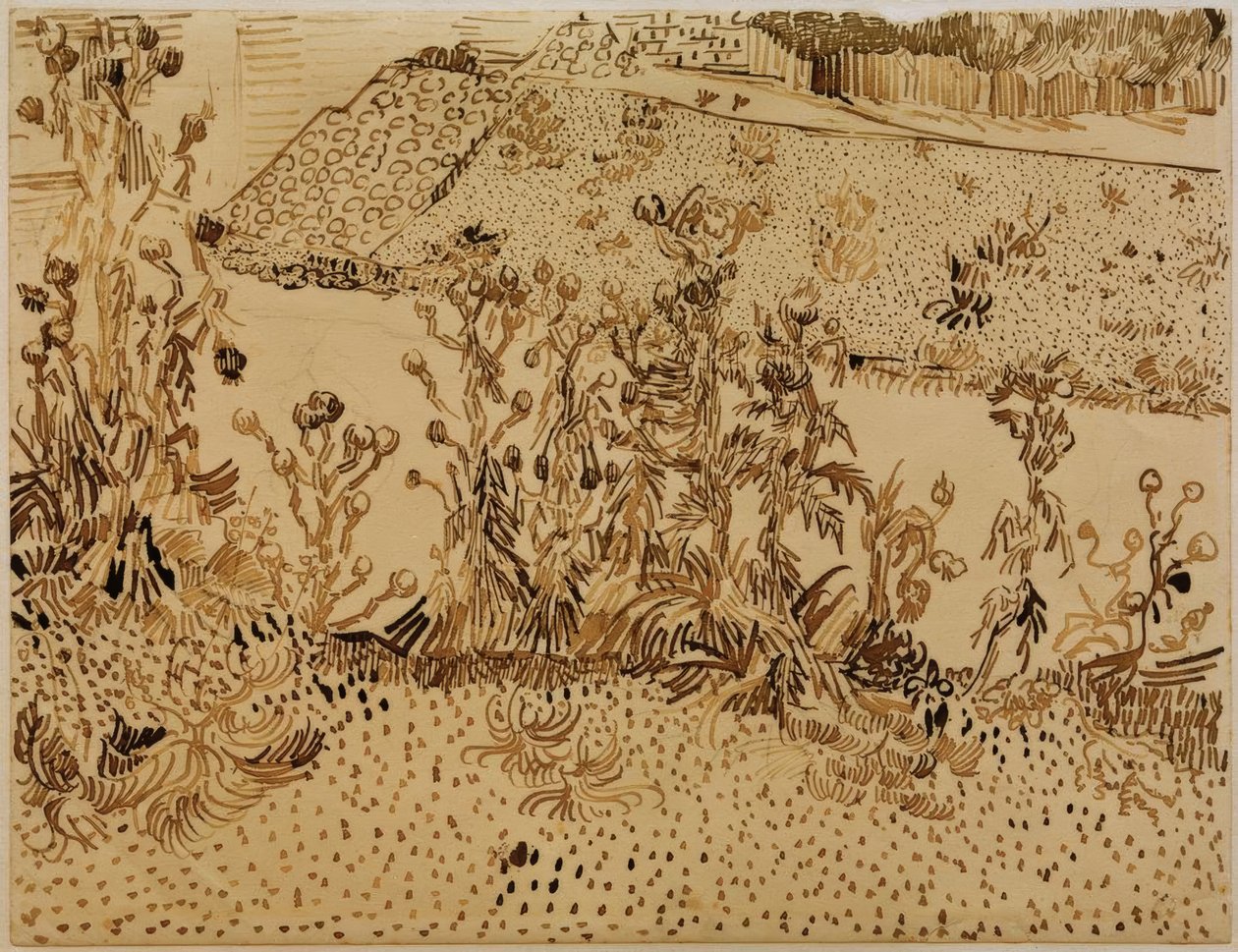 Distels aan de kant van de weg door Vincent van Gogh