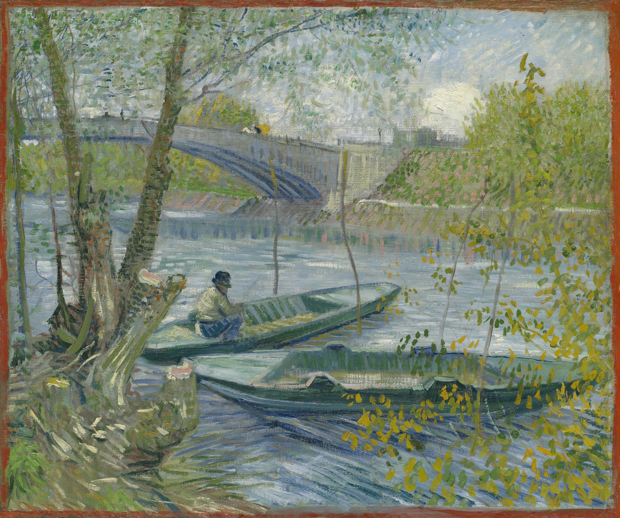 Vissen in de lente, de Pont de Clichy Asnières, 1887 door Vincent van Gogh