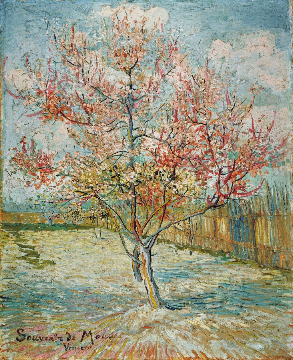 Bloeiende perzikboom door Vincent van Gogh