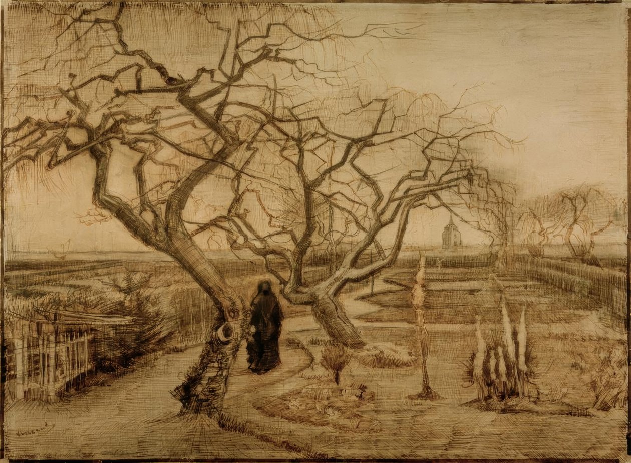 Tuin in de winter door Vincent van Gogh