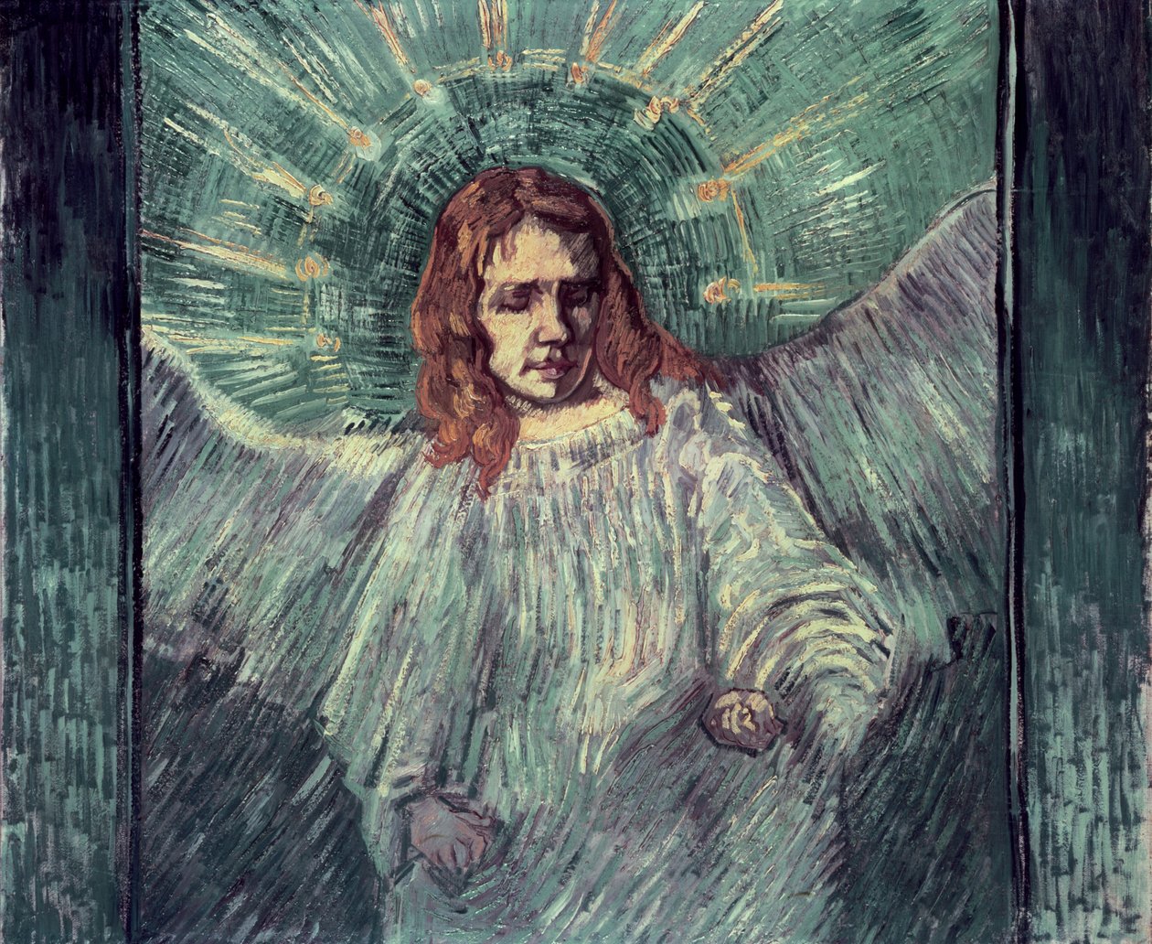 Hoofd van een engel, naar Rembrandt, 1889 door Vincent van Gogh