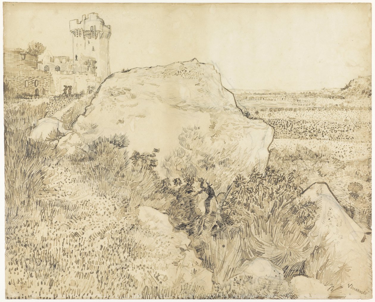 Heuvel met de ruïnes van Montmajour door Vincent van Gogh