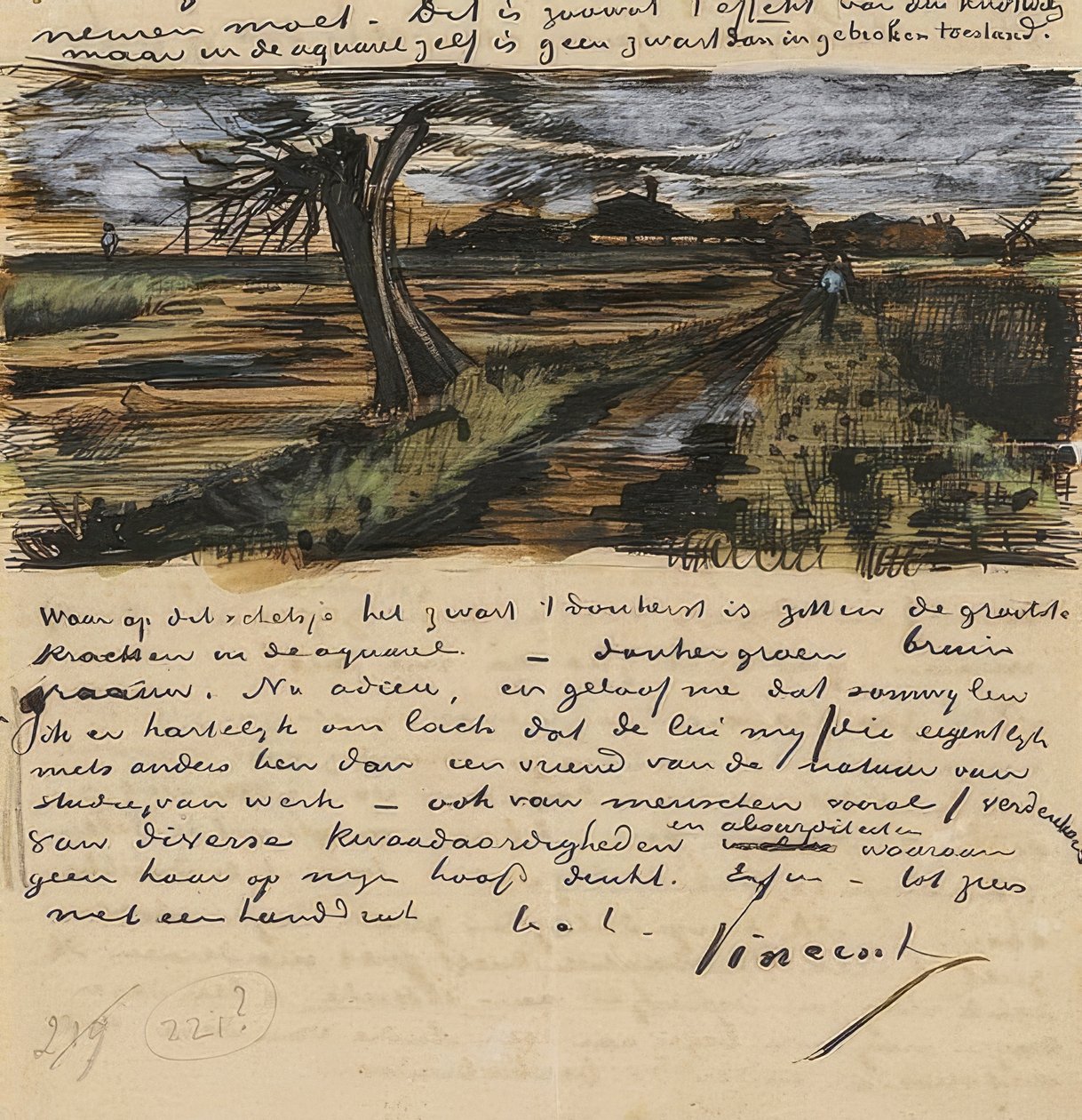 Knotwilg, Brief aan Theo van Gogh. 1882 door Vincent van Gogh
