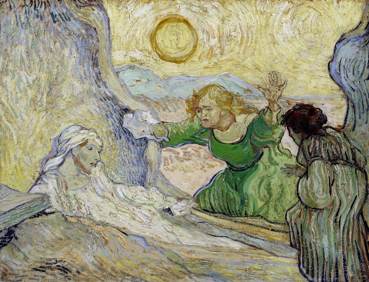 De opstanding van Lazarus (naar Rembrandt) door Vincent van Gogh