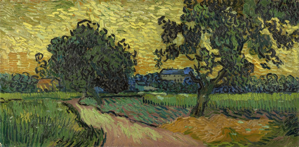 Landschap bij schemering door Vincent van Gogh