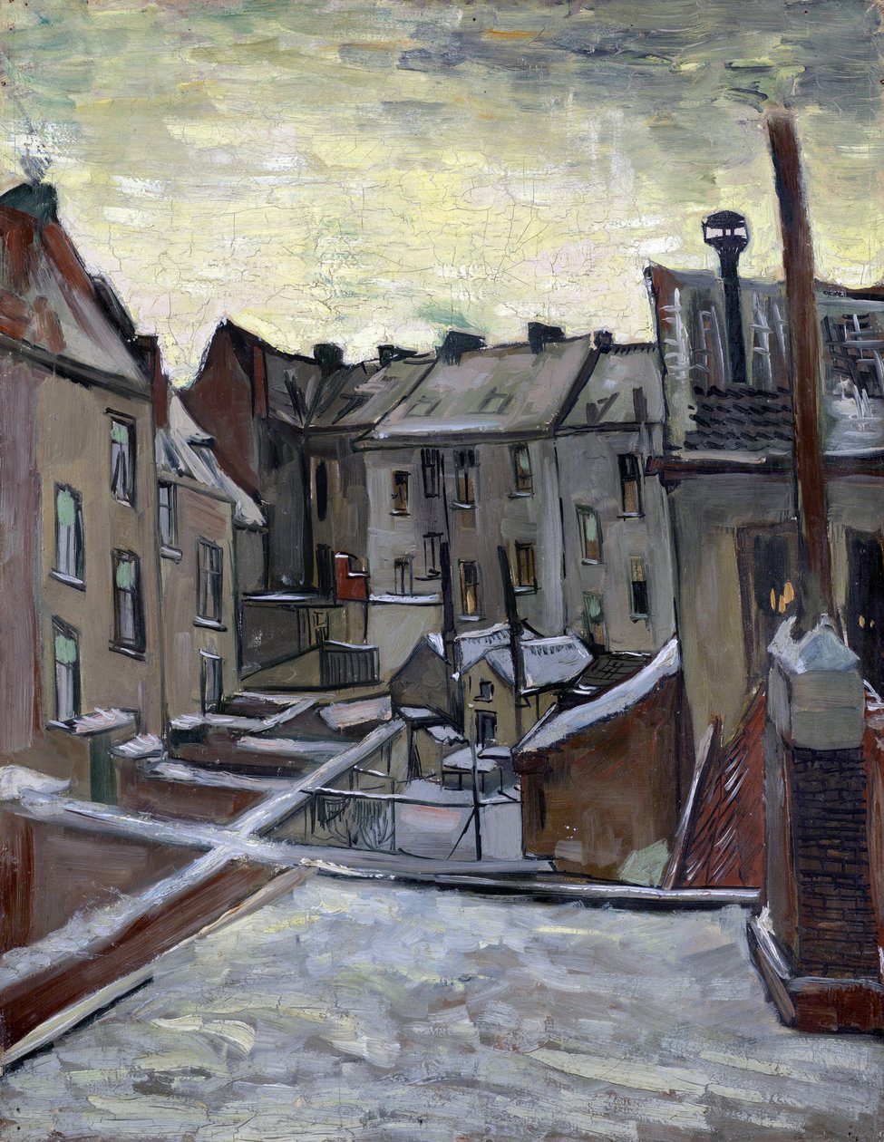 Huizen gezien van de achterkant door Vincent van Gogh