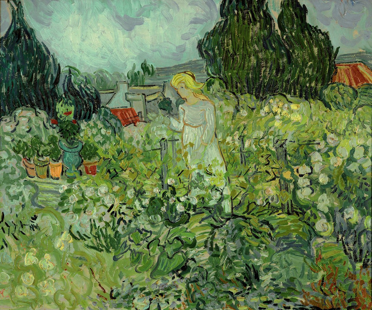 Mlle. Gachet in haar tuin in Auvers-sur-Oise ... (olieverf op doek) door Vincent van Gogh
