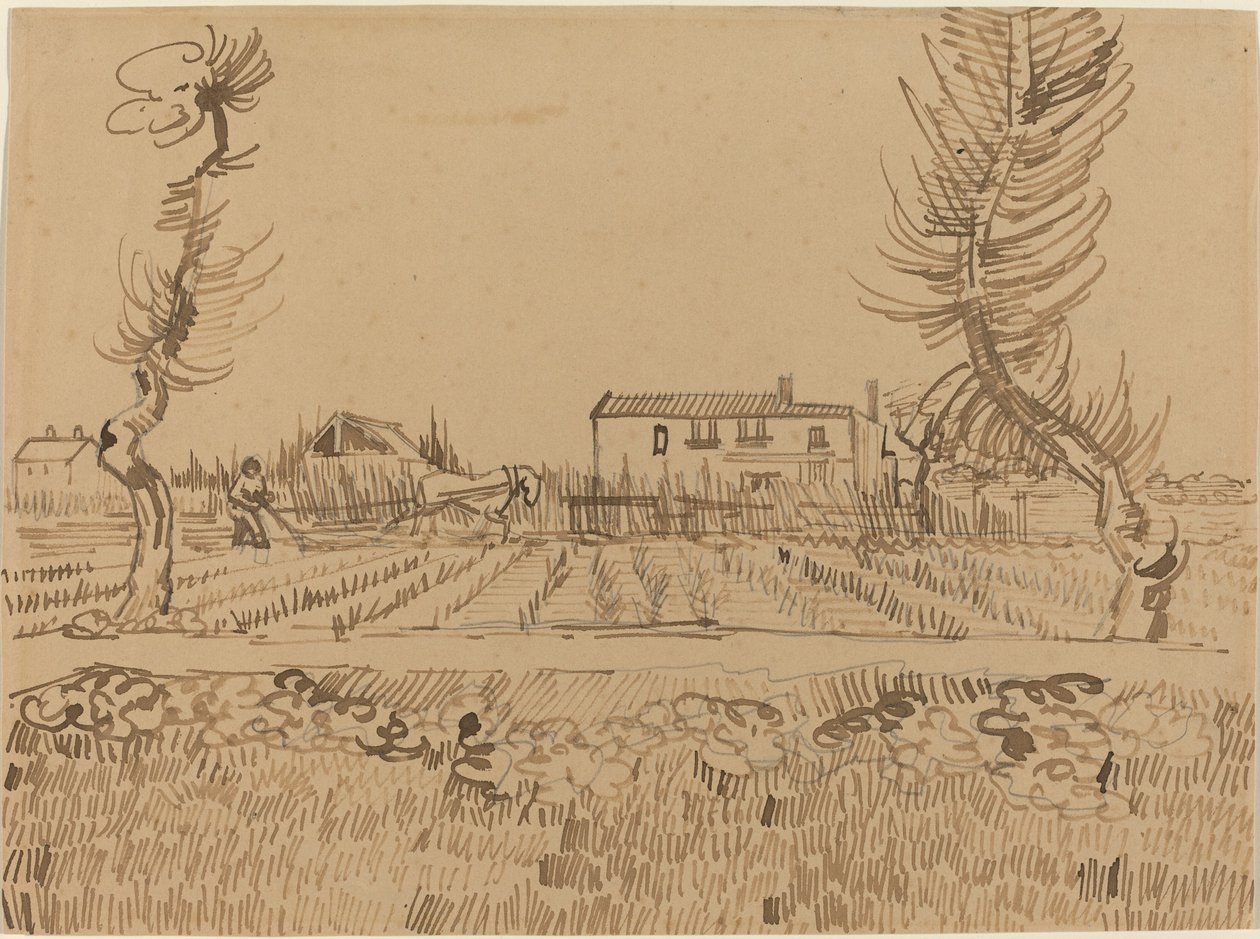 Ploeger in de Velden bij Arles, 1888 door Vincent van Gogh