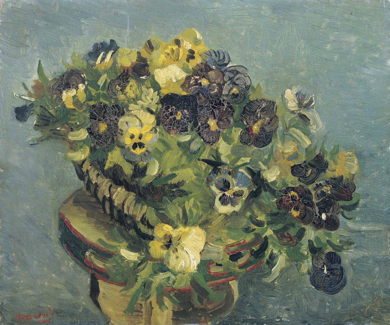 "Pot met viooltjes op een kleine tafel" Schilderij van Vincent van Gogh, 1887, Van Gogh Museum, Amsterdam door Vincent van Gogh