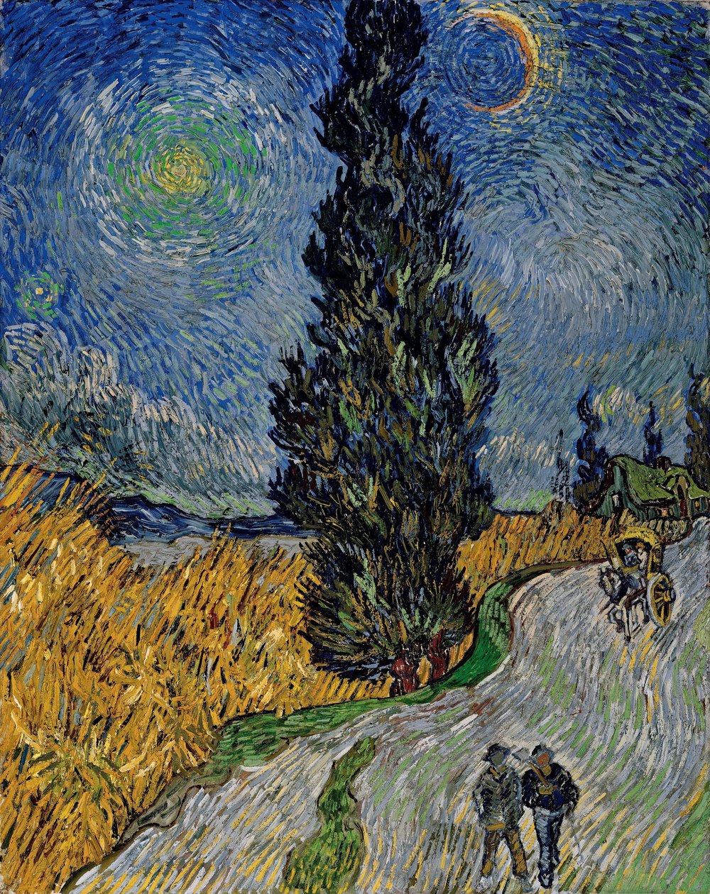 Weg met cipres en ster door Vincent van Gogh