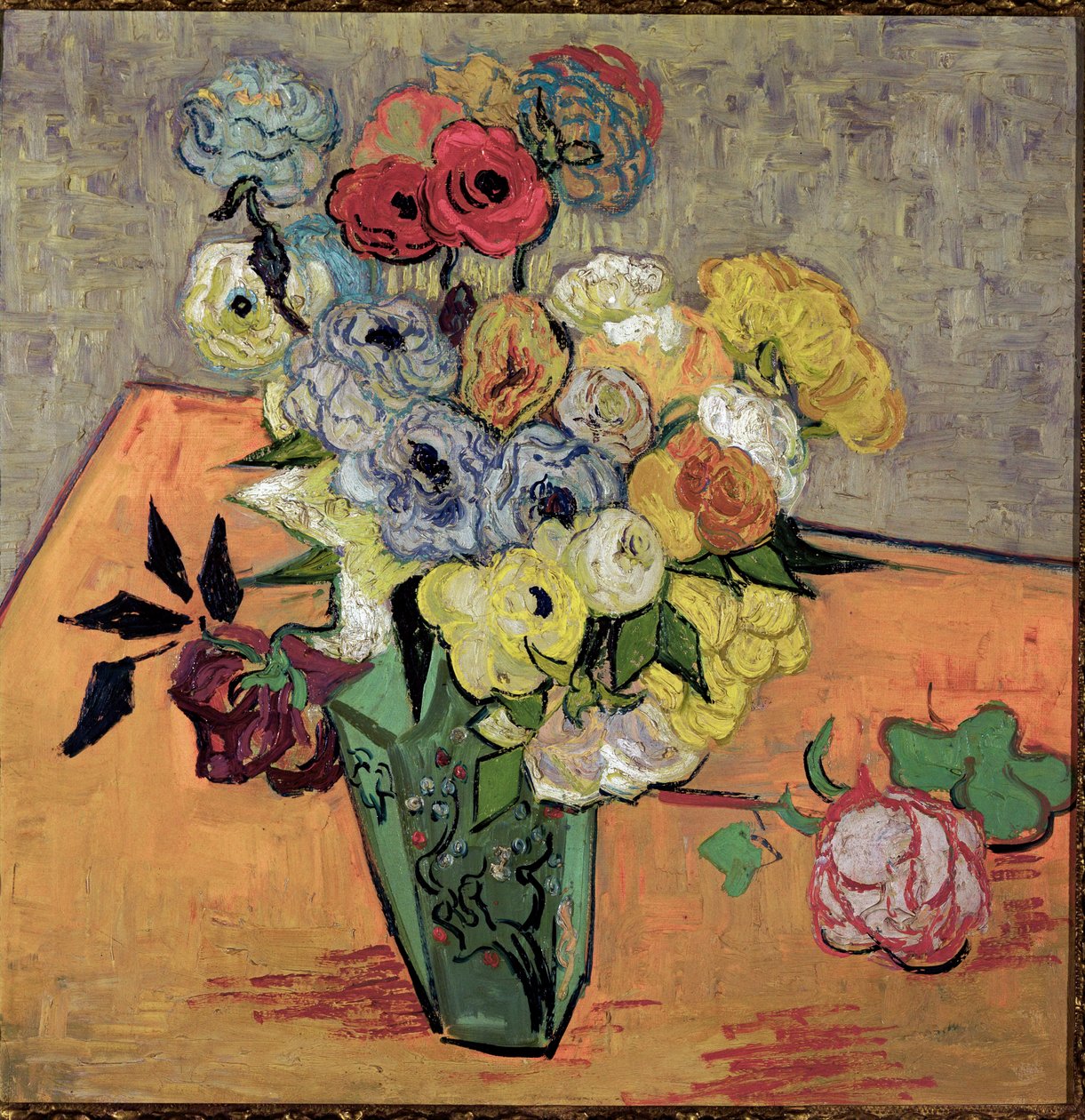Rozen en anemonen door Vincent van Gogh
