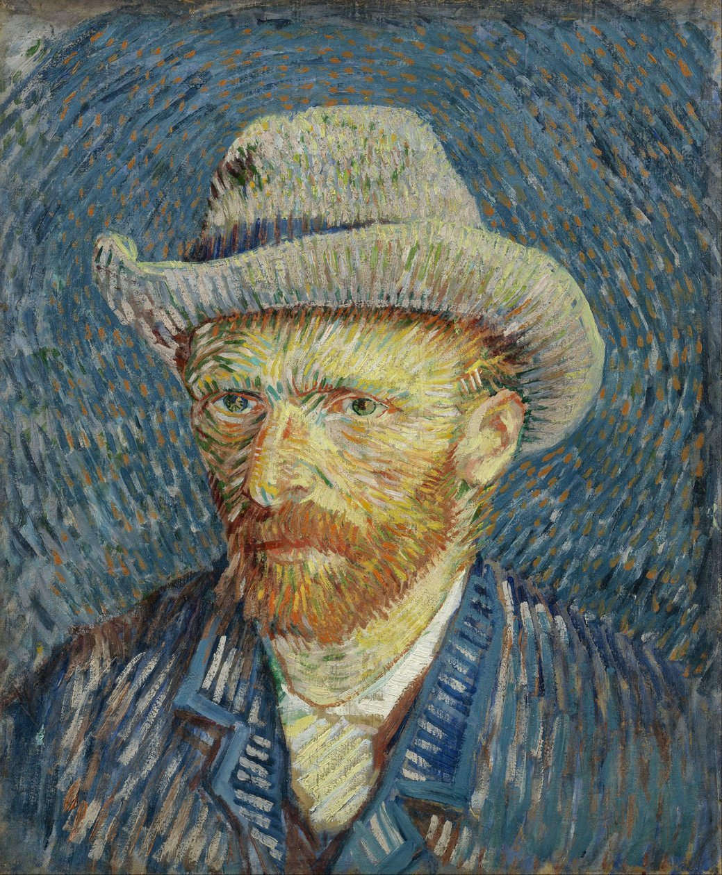 Zelfportret met grijze vilten hoed door Vincent van Gogh