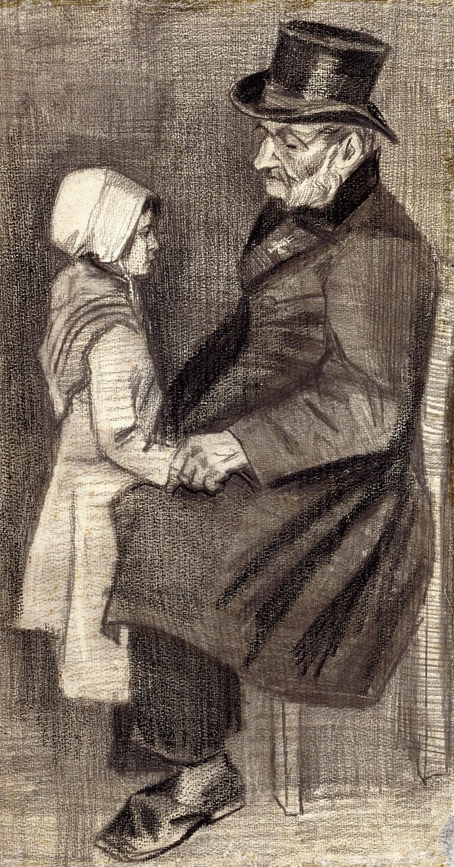 Zittende man met klein meisje; Homme Assis avec Fillette, 1882 door Vincent van Gogh