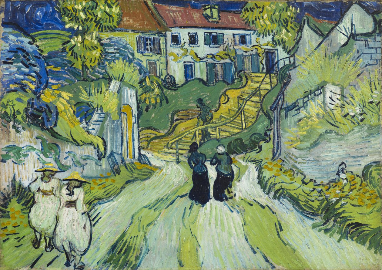 Trappenhuis in Auvers, juli 1890 (olieverf op doek) door Vincent van Gogh