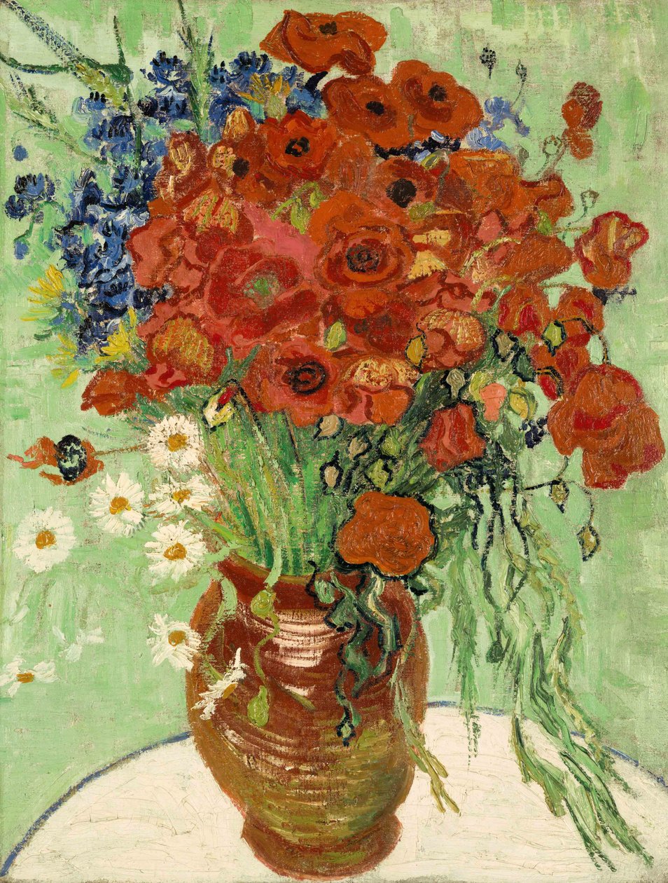 Stilleven, Vaas met Margrieten en Klaprozen, 1890 door Vincent van Gogh