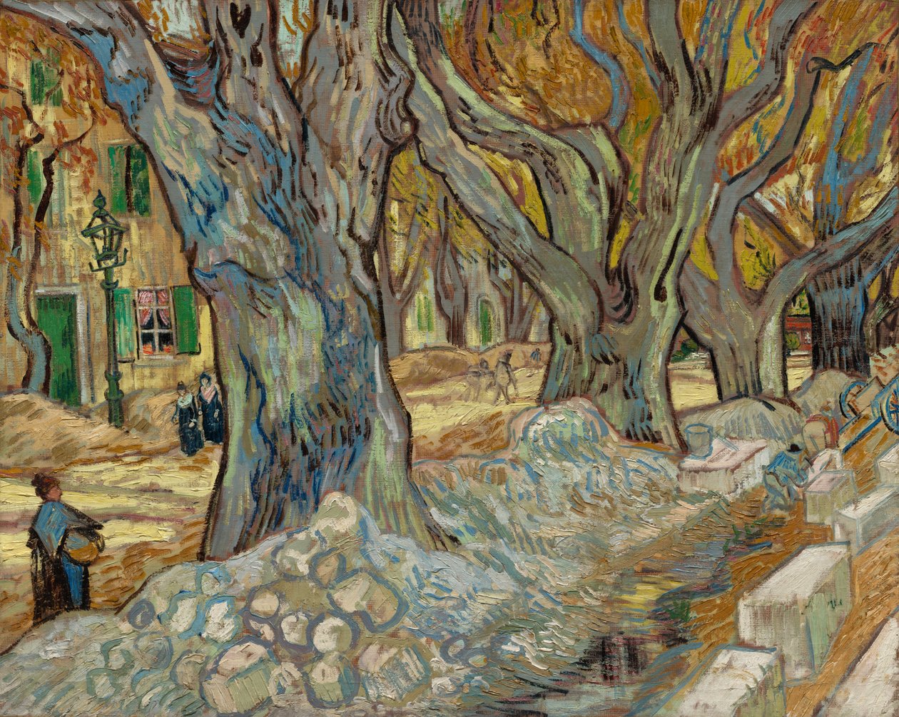 De grote platanen (Wegwerkers in Saint-Rémy) door Vincent van Gogh