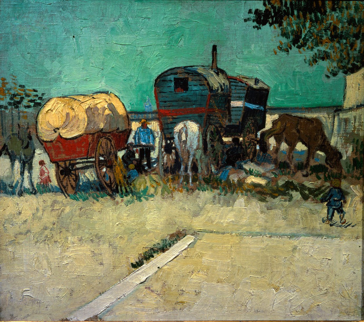 Kamp van Boheemse woonwagens in de buurt van Arles door Vincent van Gogh