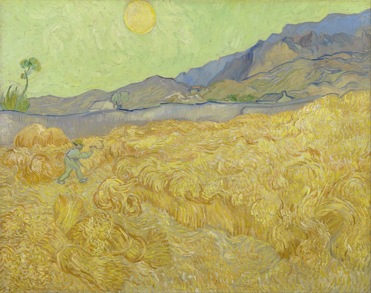 Korenveld met een maaier door Vincent van Gogh