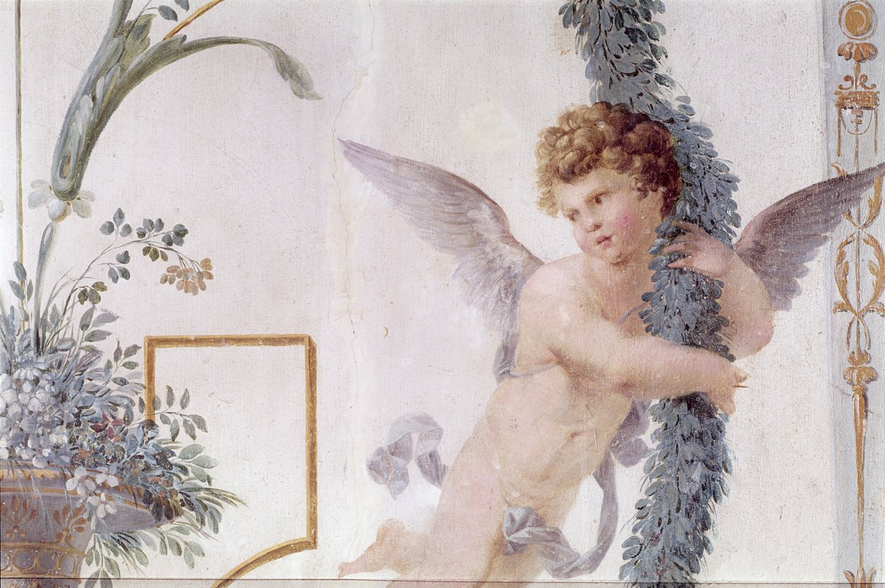 (detail) van decoratie uit de Pompeiaanse Muziekkamer, 1777-80 door Vincenzo Valdre