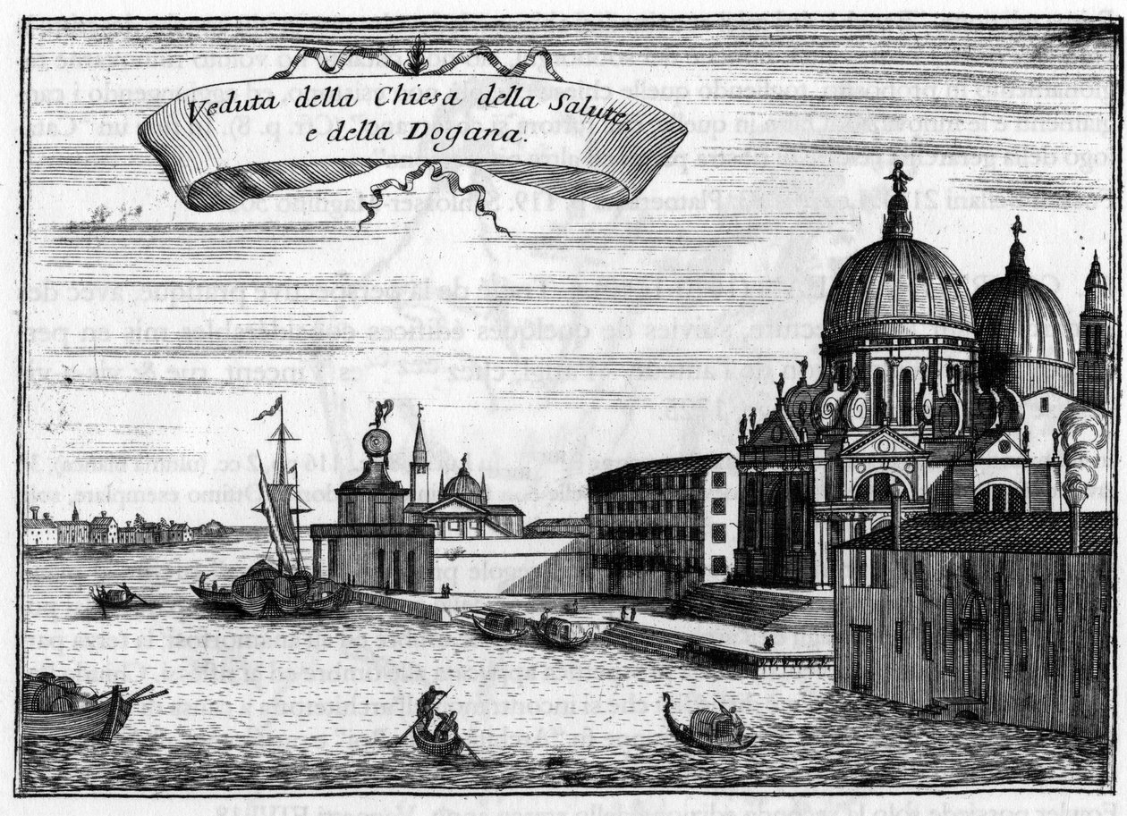Venetië, Italië. De kerk van Santa Maria della Salute, ontworpen door de architect Baldassare Longhena, en de Maritieme Douane. In 