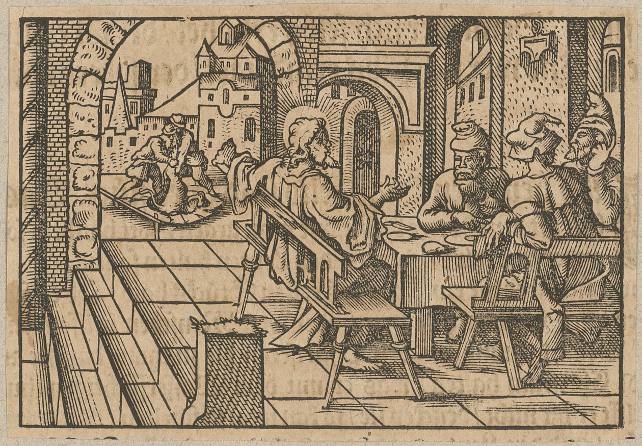 Christus aan tafel met een tollenaar en een zondaar door Virgil Solis
