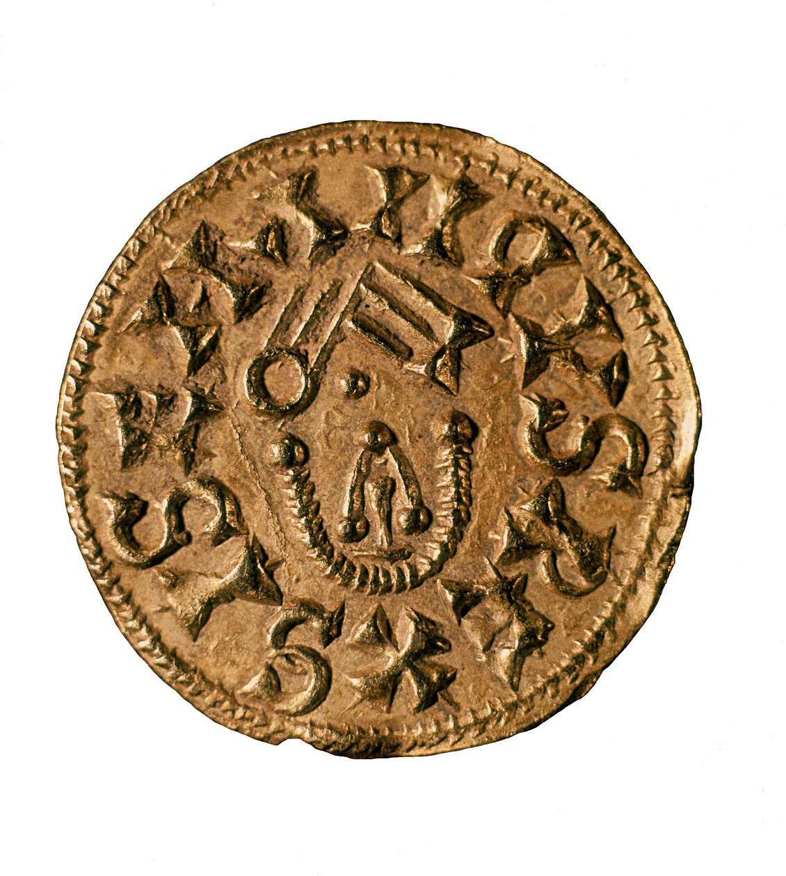 Tremissis (of triens) van Koning Sisenand, geslagen in Tarraco, Spanje, 7e eeuw door Visigothic