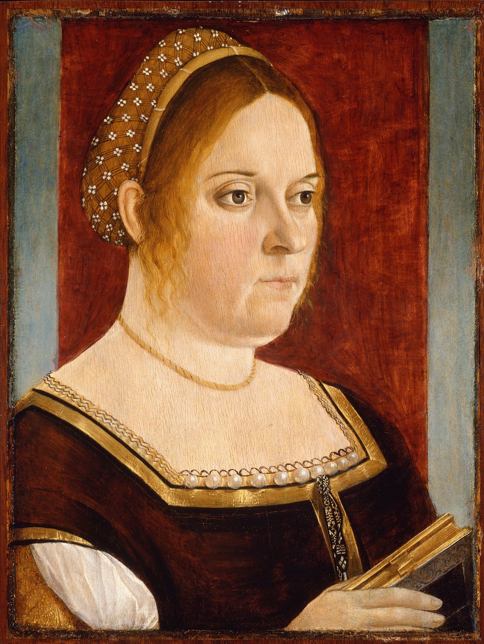Portret van een dame met een boek door Vittore Carpaccio