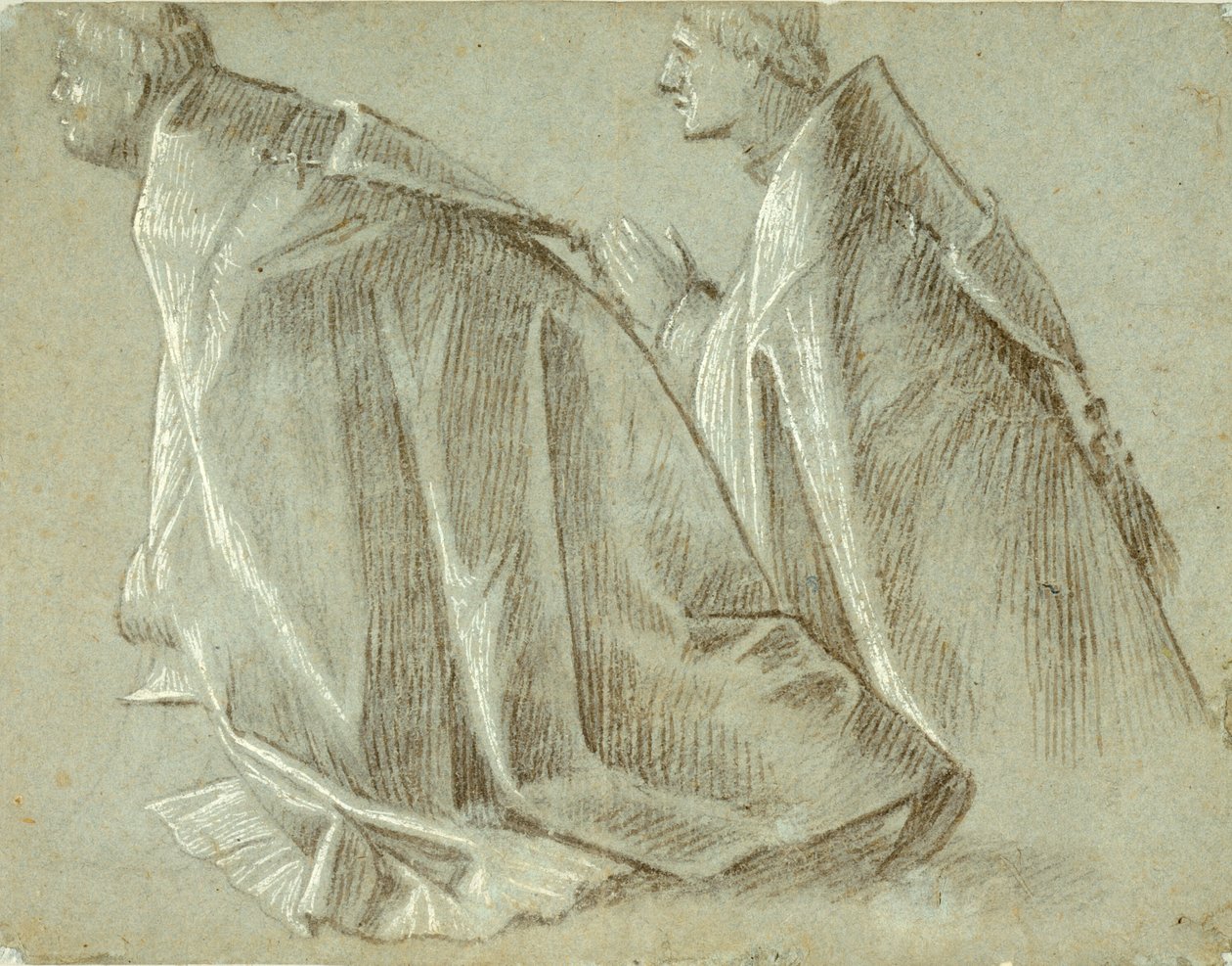 Carpaccio - Studie van twee knielende geestelijken (recto), 1507-1508 door Vittore Carpaccio