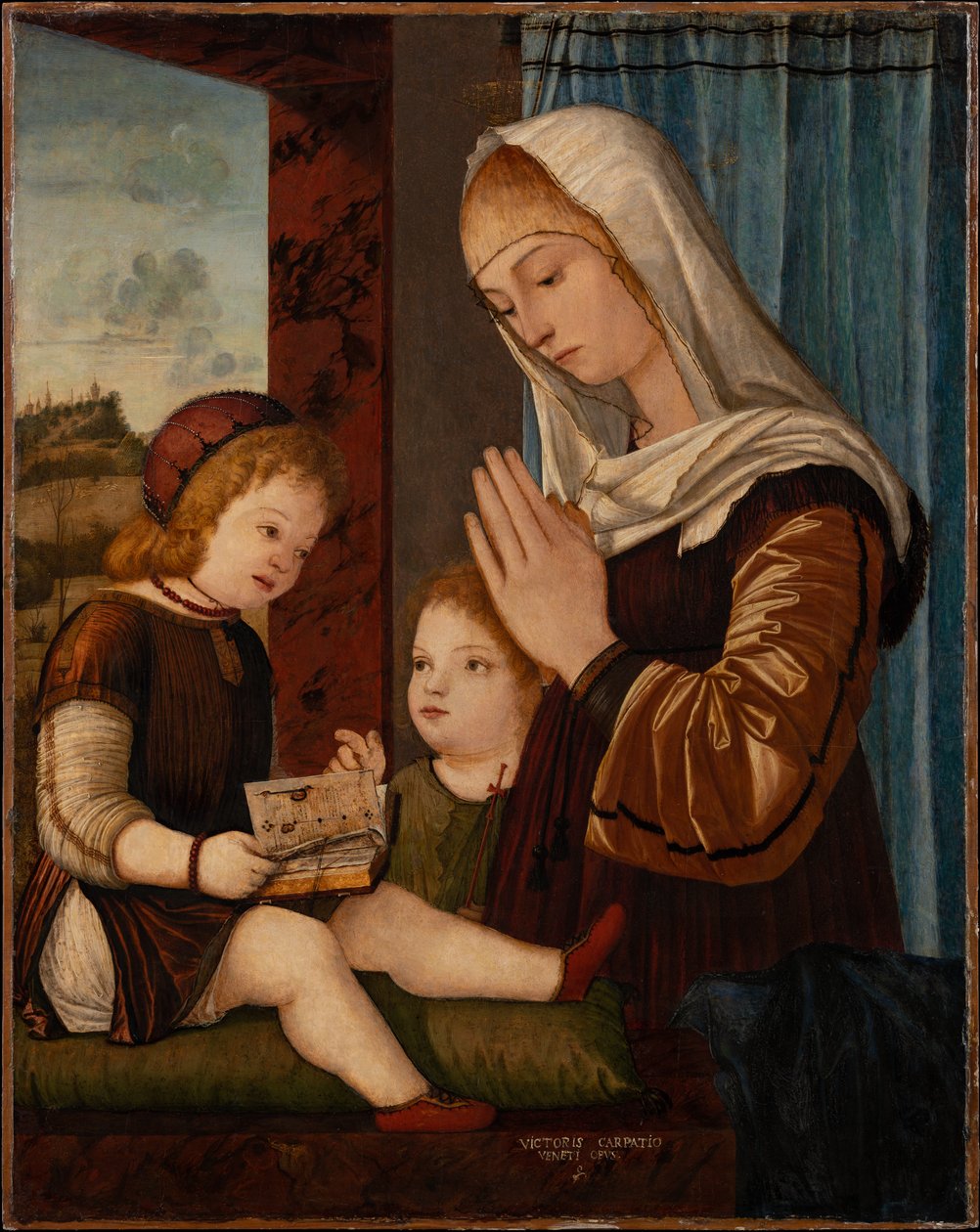 Madonna met het Kind en de kleine Johannes door Vittore Carpaccio