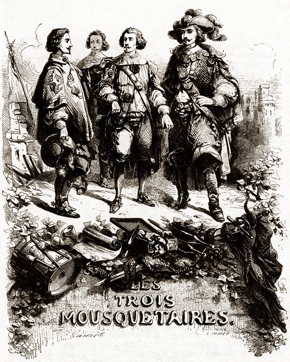 Titelpagina van "De drie musketiers door Vivant (after) Beauce