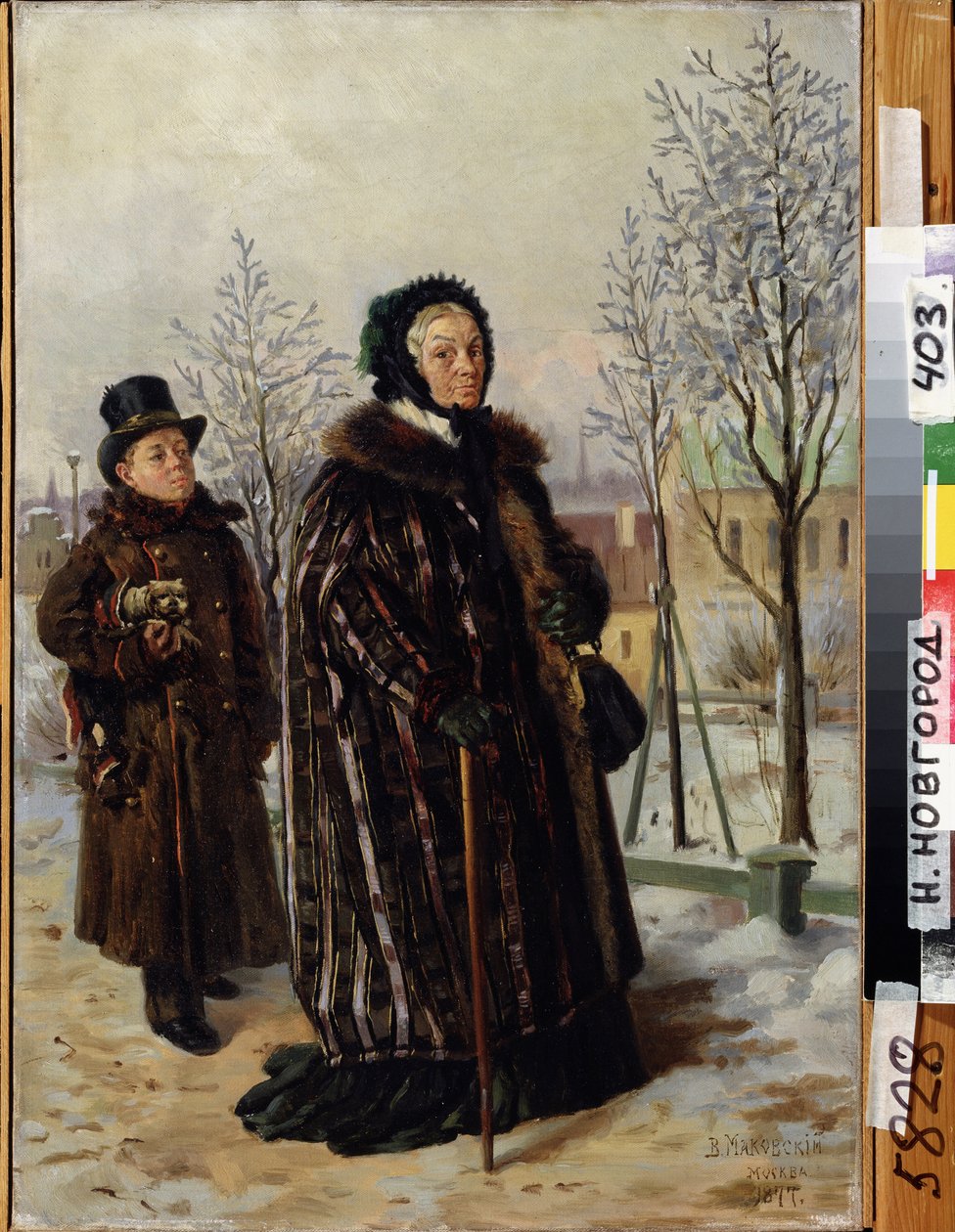 Wandeling van een oude dame door Vladimir Egorovic Makovsky