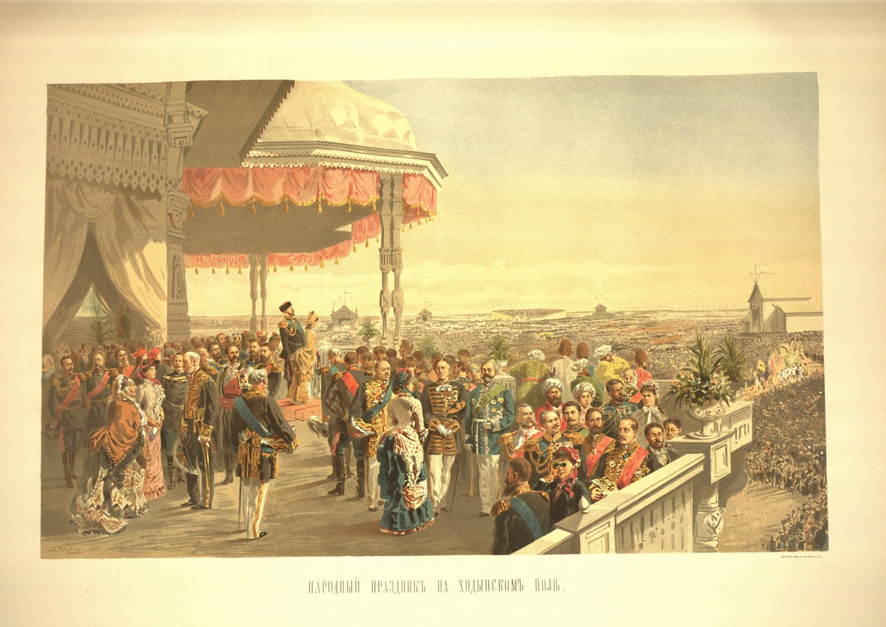 Publieke festiviteiten na de kroning van Keizer Alexander III op Khodynka Veld door Vladimir Egorovic Makovsky