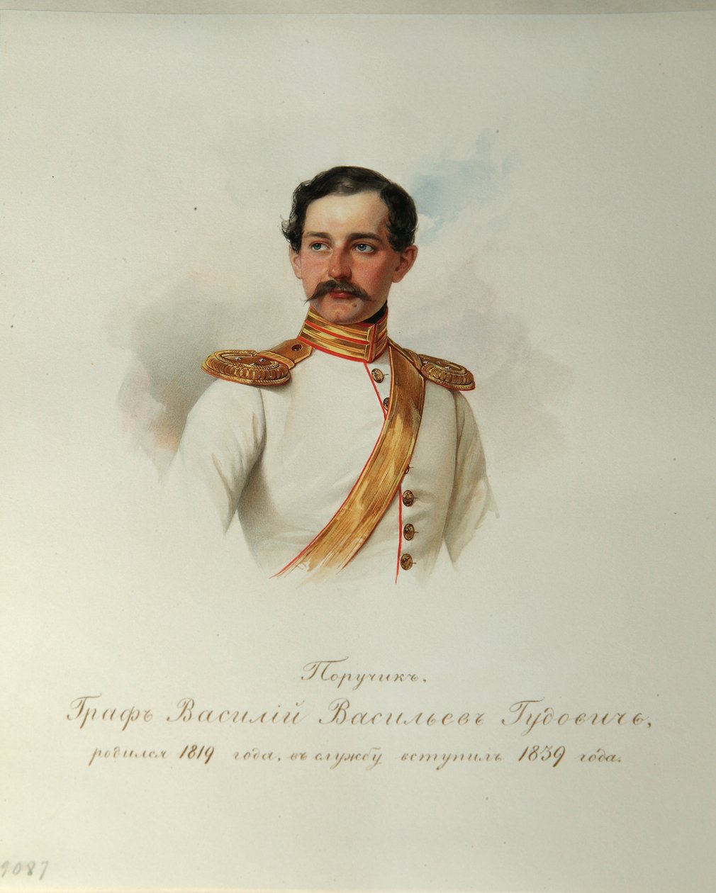 Portret van Graaf Vasily Vasilyevich Gudovich (1819-1886) (Uit het Album van de Keizerlijke Paardengarde) door Vladimir Ivanovich Hau