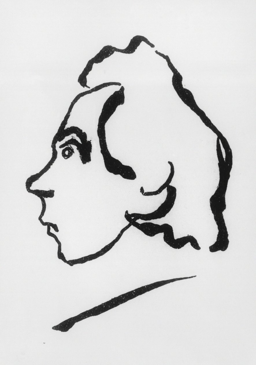 Portret van Viktor Vladimirovitsj Chlebnikov, beter bekend onder de schuilnaam Velimir Chlebnikov (1885-1922) (tekening) door Vladimir Vladimirovic Majakovskij