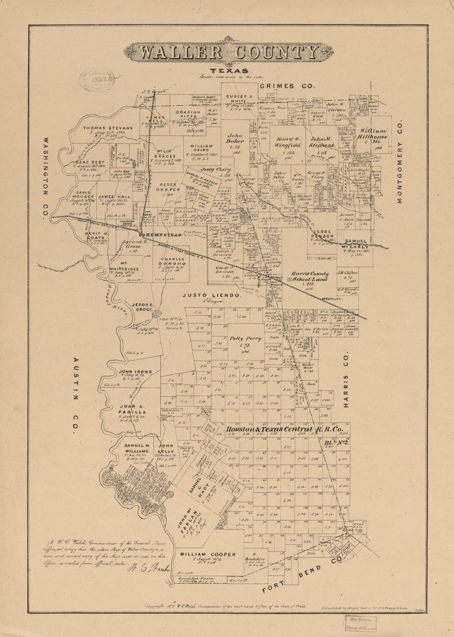 Waller County, Texas door W. C. Texas. General Land Office; Walsh