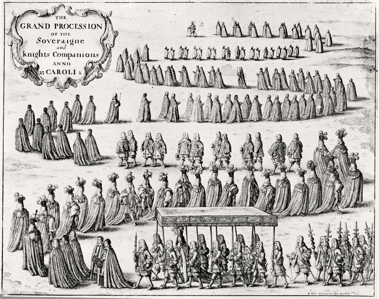De Grote Processie van de Soeverein en Ridder Metgezellen, 1672 door W Hollan
