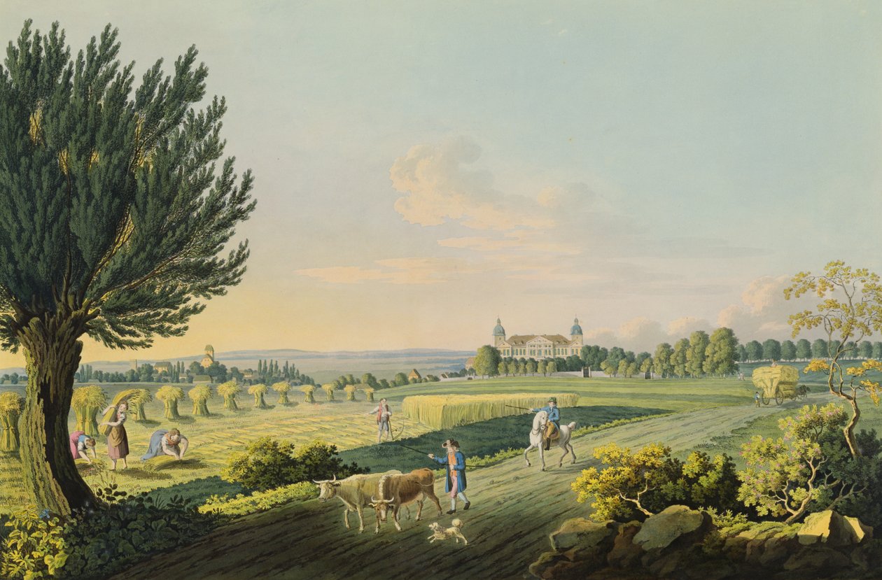 Uitzicht op Hundisburg gegraveerd door Carl August Richter (1770-1848) door W. after Behrendsen